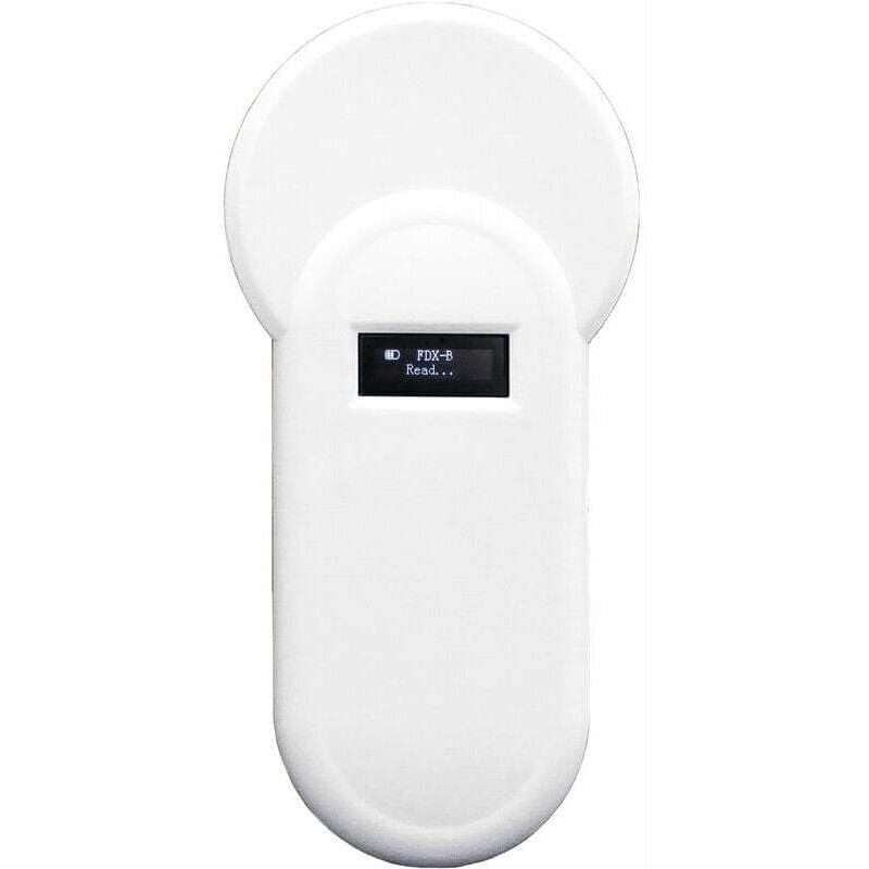 Lecteur De Puce Animale Portable H01-t 134.2khz 134.2khz Lecteur D'Étiquettes D'Animaux Lecteur D'Affichage Oled Format Fdx-b Support Buzz-er Pour La Gestion Des Fermes Avicoles, Blanc