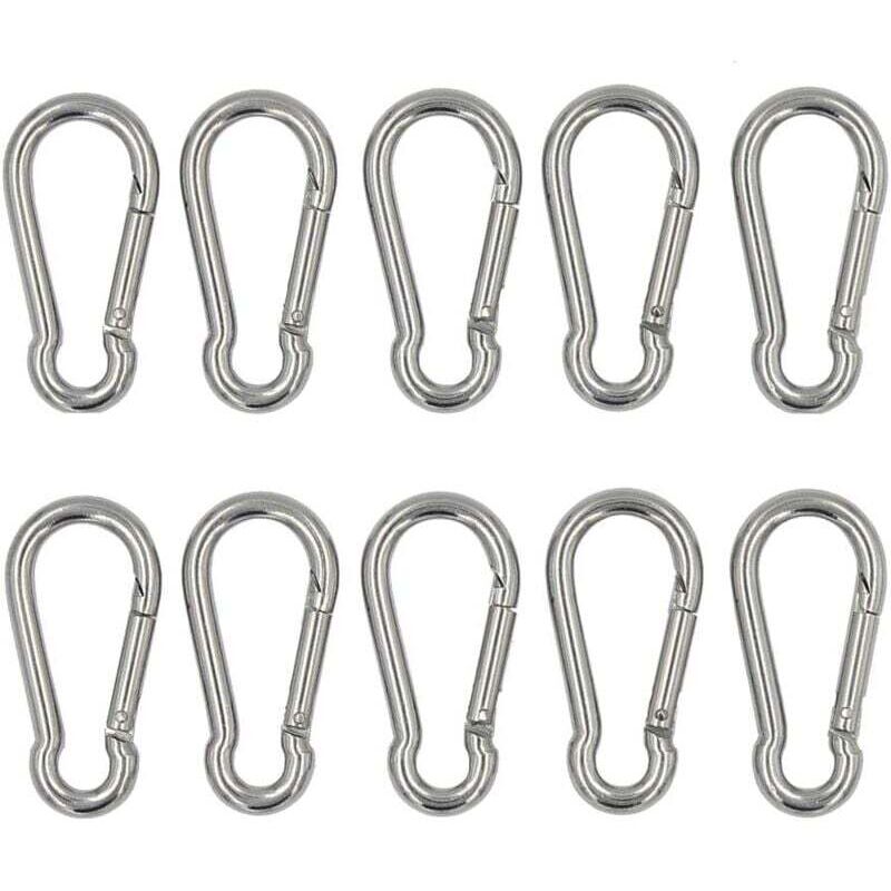 [neuwertig]silberne Karabiner, 10 Stück, 40 Mm X 4 Mm, Tragkraft Bis Ca. 80 Kg, Edelstahl 304