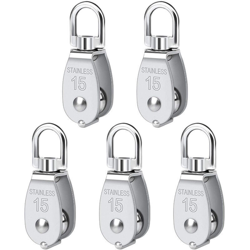 [neuwertig]15 Mm Einzel-umlenkrolle Edelstahl-umlenkrolle Heberolle Flaschenzug Tragkraft 35 Kg - Silber
