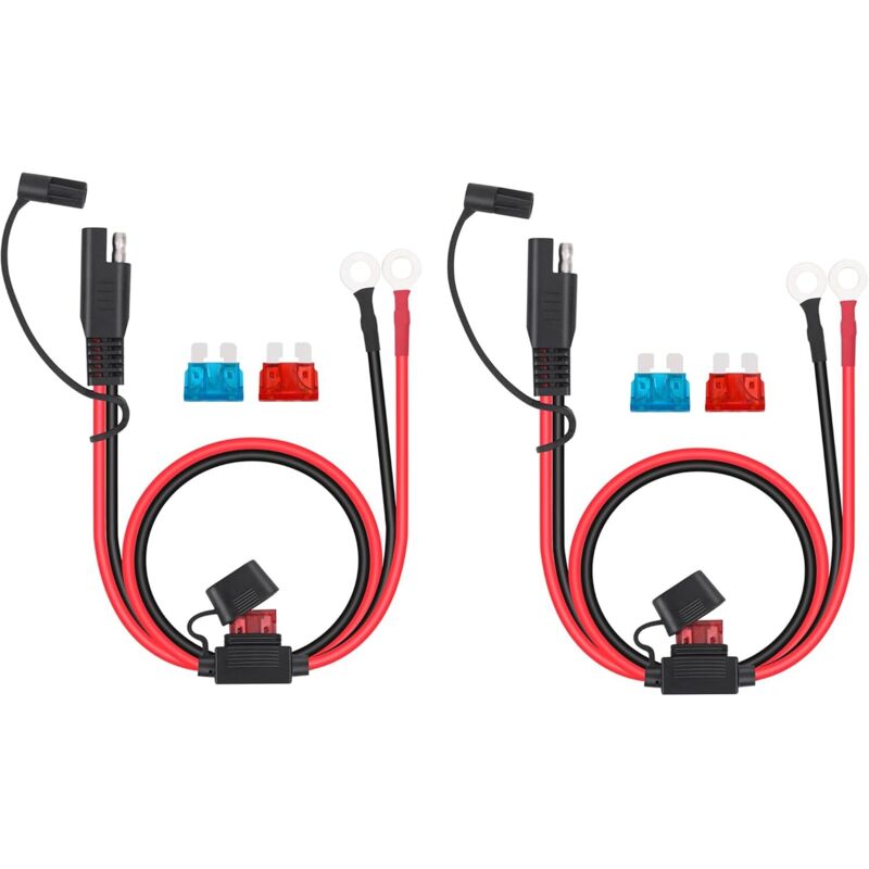 [neuwertig]set Mit 2 Sae-batterieanschlüssen, Sae-schnellanschlussstecker Mit 12-v-ringkabelschuhsicherung, Geeignet Zum Laden Von Motorrädern, Traktoren, Autos Usw.