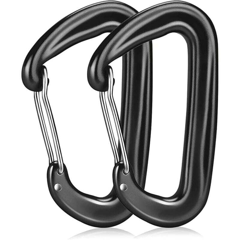 [neuwertig]2-teiliges Set Großer Karabiner, 1200 Kg Tragkraft, Karabiner Aus Aluminiumlegierung, Robuster Karabiner Für Camping, Wandern, Reisen Und Angeln – Schwarz