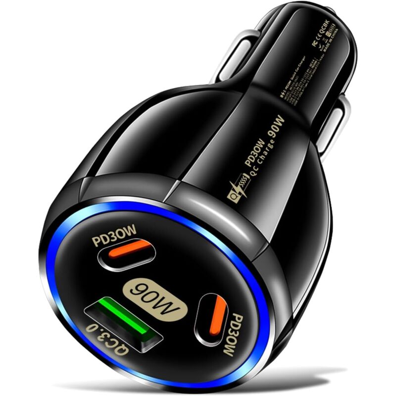 [neuwertig]90-w-usb-c-zigarettenanzünder, Pd-qc-schnelllade-kfz-ladegerät Mit 30 W Für Iphone, Tablet, Samsung Galaxy, Huawei, Xiaomi