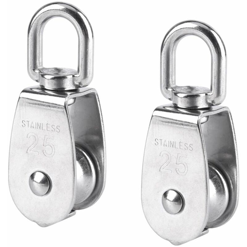 [neuwertig]2 Stück 25 Mm Einzelrolle Aus Edelstahl, Tragkraft 150 Kg – Silber