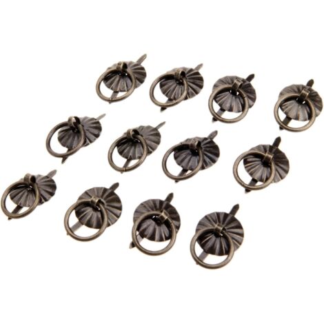 [neuwertig]12 Kleine Ringgriffknöpfe Im Antik-mini-stil Für Kommodenschubladen, Schmuckkästchen, Holzkisten, Geschenktruhen Und Ringboxen