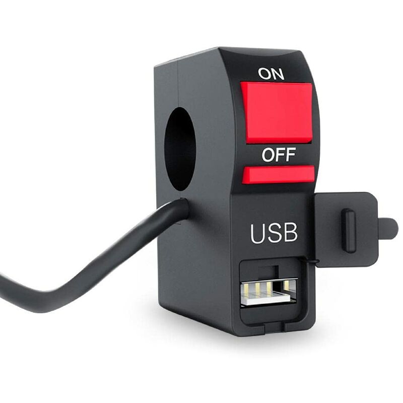 [neuwertig]12v Dc Motorrad-zündschalter - Staubdicht - Druckknopf - Lenker Mit Usb-ladegerät - Kontrollleuchte - Glühlampen - Kleine Weiße Abdeckung Mit Verkabelung
