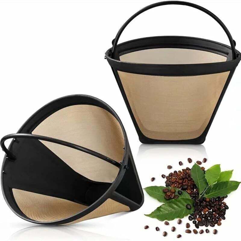 [neuwertig]set Mit 2 Wiederverwendbaren Kaffeefiltern, Permanente Kaffeefilter Aus Edelstahlgewebe Mit Griff, Handliche Kaffeefilter Für Kaffeemaschinen, Bürocafés, Leicht Zu Reinigen