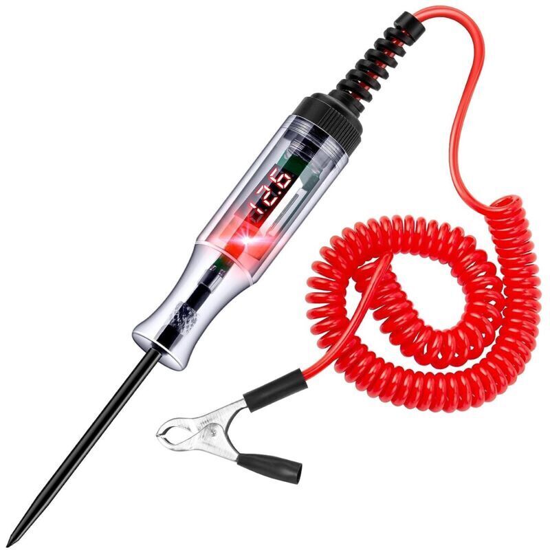 [neuwertig]1 Stück 3-48v Kfz-stromkreisprüfer Mit Voltmeter, Robuster Led-prüflampe Mit Hintergrundbeleuchtung, Bidirektionalem Gleichspannungsprüfer, Elektrischer Prüfstift
