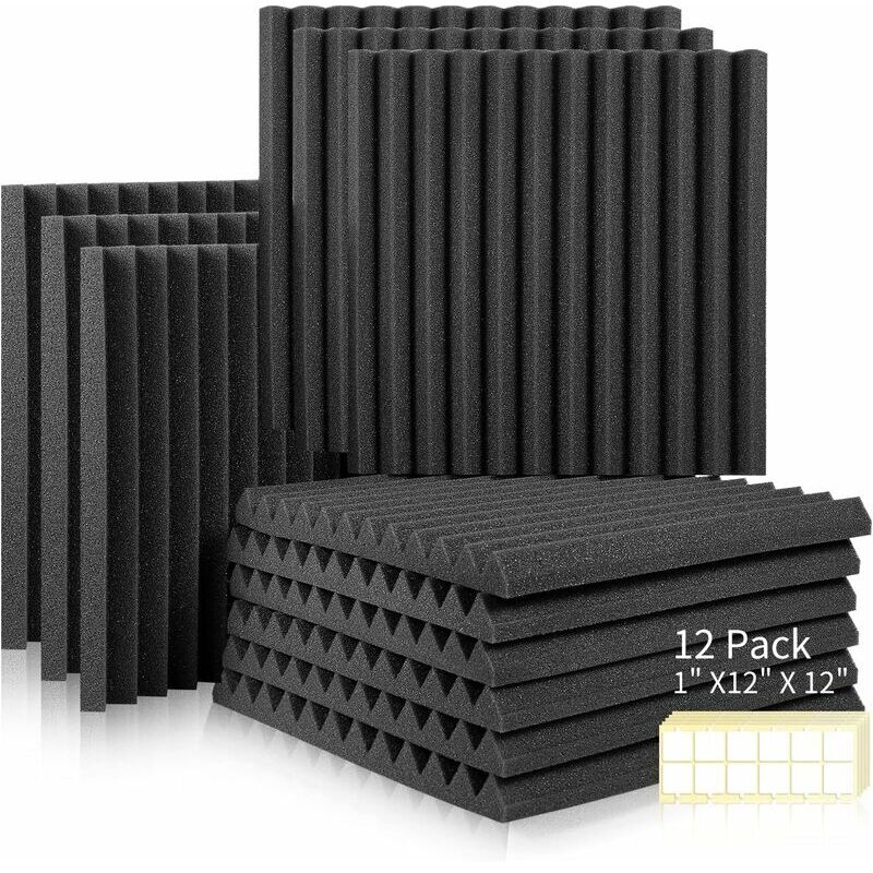 [neuwertig]12er-pack Akustikschaumstoffplatten, Geräuschdämmend, Schwer Entflammbar, Selbstklebend, Für Podcasts, Tonstudios, Büros, Doppelseitig Klebend, 30 X 30 X 2,5 Cm