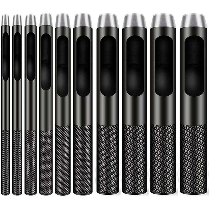 [neuwertig]set Mit 10 Runden Stahlstempeln Für Lederarbeiten, Löcher Von 1 Bis 10 Mm Für Gürtel, Uhrenarmbänder Und Kleidung.