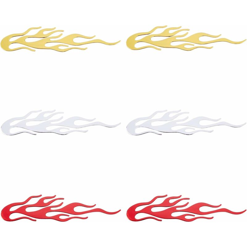 [neuwertig]6 Stück 200 X 50 Mm Flammen-autoaufkleber In 3 Farben, Selbstklebende Pvc-aufkleber Für Auto, Lkw, Suv, Motorrad, Fenster, Laptop, Gepäck, Skateboard, Fahrrad