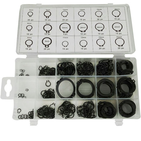 [neuwertig]sicherungsring, 300 Stück Für Elastische Ringe, Wellensicherungsringe, Schwarz, Typ C, Zur Befestigung Von Äußeren Sicherungsringen An Lagern, Zahnrädern Und Riemenscheiben (3-32 Mm)
