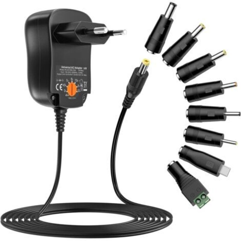 [neuwertig]universeller Ac/dc-netzadapter 3 V, 4,5 V, 5 V, 6 V, 7,5 V, 9 V, 12 V, 1 A, Schaltnetzteil-transformator Mit 8 Dc-anschlüssen Für Haushaltsgeräte, Max. 1000 Ma, 12 W