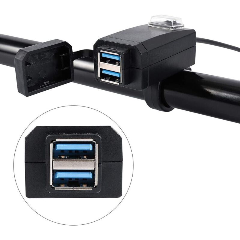 [neuwertig]motorrad-ladegerät Mit 2 Usb-anschlüssen, Schnellladestecker-adapter 3.0 12-24v Usb-handy-ladegerät Mit Schalter Für Motorräder, Fahrräder Usw.