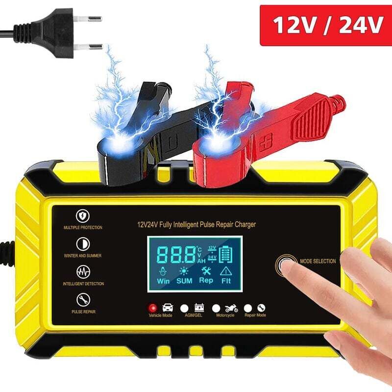 [neuwertig]24v 12v/8a Autobatterieladegerät, Intelligentes Batterieladegerät, Lcd-bildschirm, Batterieladegerät Mit Erhaltungsfunktion Und Mehrfachem Schutz