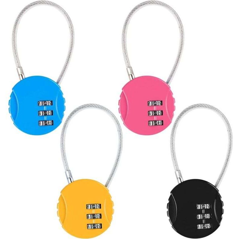 [neuwertig]4-teiliges Zahlenschloss-set, 3-stellige Zahlenschlösser (4 Farben), Kofferschlösser Für Flugzeuge, Kabelschlösser Mit Zahlenschloss Für Fahrräder, Reisetaschen, Schließfächer Oder Rucksäck