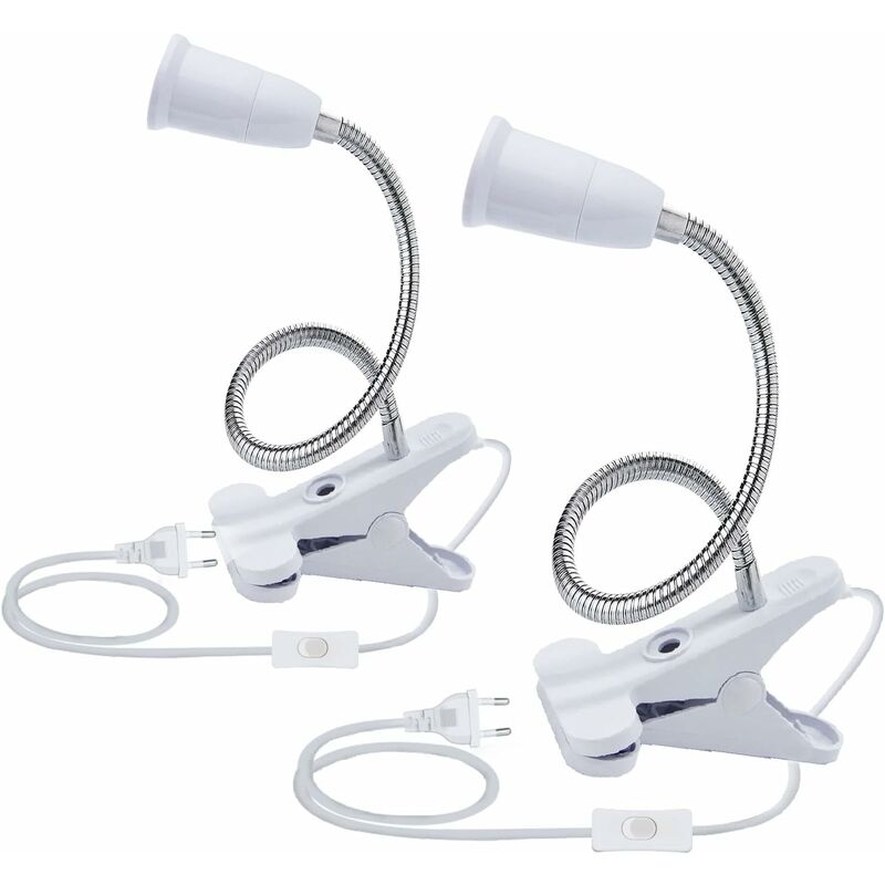[neuwertig]2 Stück E27 Led-tischlampenfassungen, Klemmfassungen, Schwanenhals-lampenhalter, Tischlampen-klemmfassungen Mit 360°-schalter, Lampenfassungen Zum Lesen Und Schminken