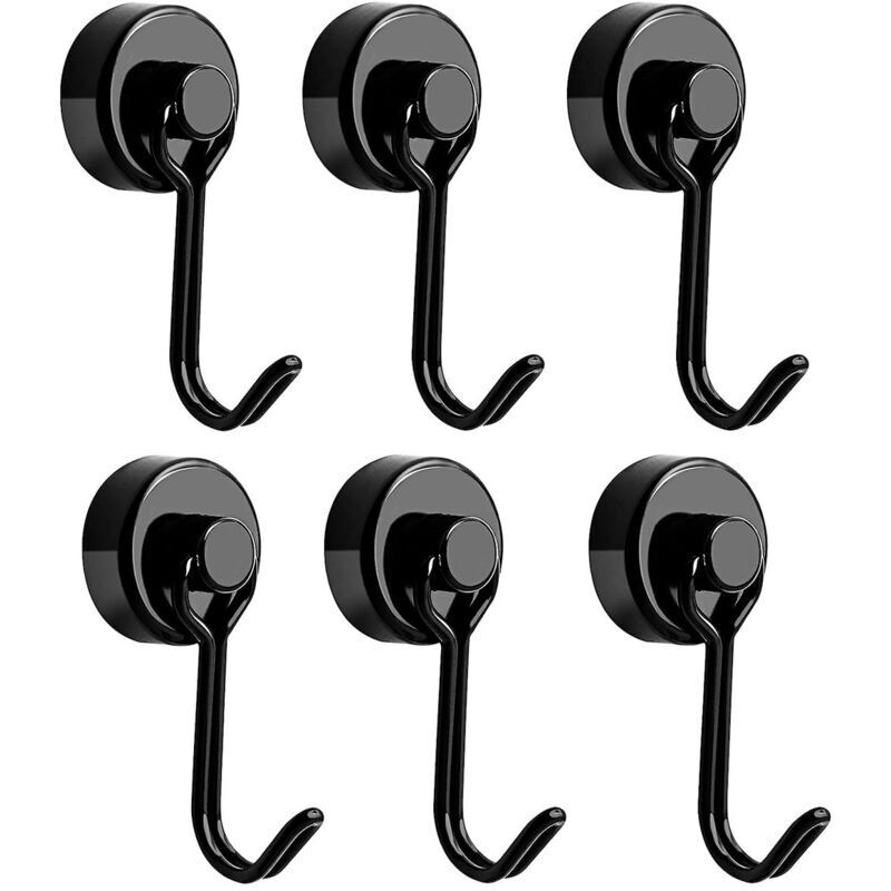 [neuwertig]leistungsstarke Magnethaken, Kühlschrankmagnethaken, Schwarzer Neodym-schwenkmagnet, Magnethaken, Magnethaken Für Küchenhandtuchtisch, 6 Stück