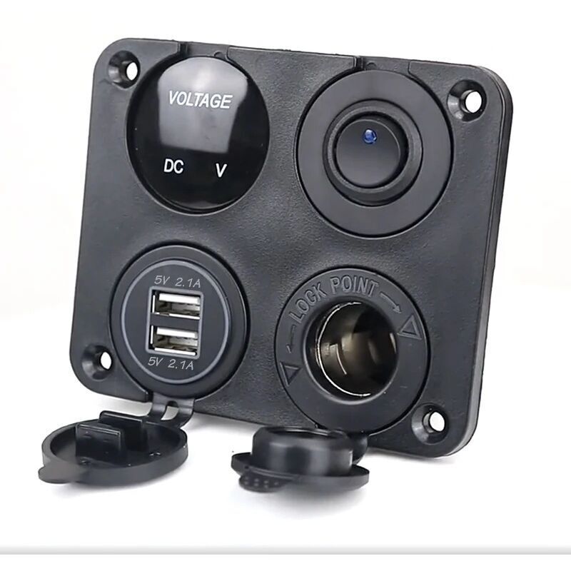 [neuwertig]4-in-1 Kfz-ladegerät-schalterpanel, Dual-usb-ladefunktion + Led-voltmeter + Ein-/ausschalter + Zigarettenanzünderbuchse Für Boote