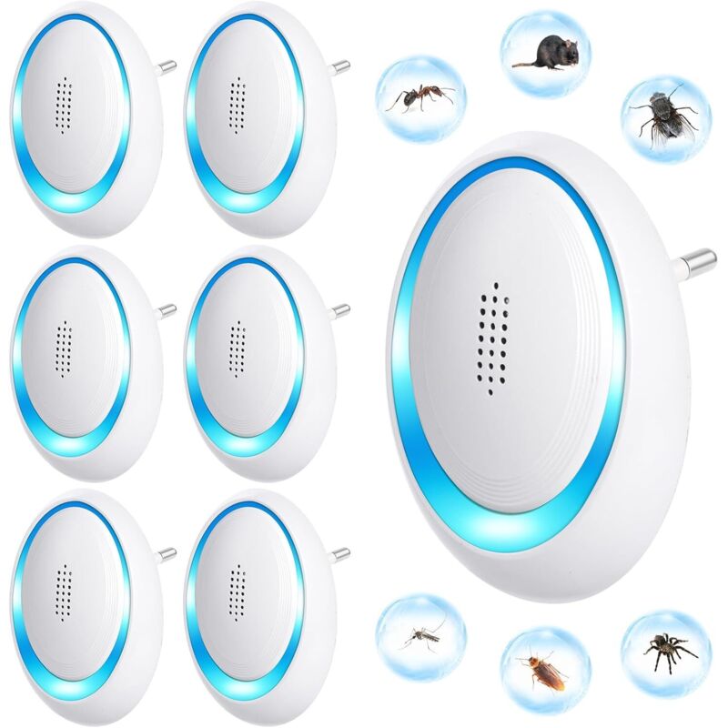 [neuwertig]ultraschall-mückenabwehrgerät, 6er-packung, Ultraschall-abwehrmittel Für Mäuse, Ratten, Geräuschlos, Ungiftig, Gerät Zur Abwehr Von Mäusen, Insekten, Mücken, Kakerlaken, Ratten Und Spinnen