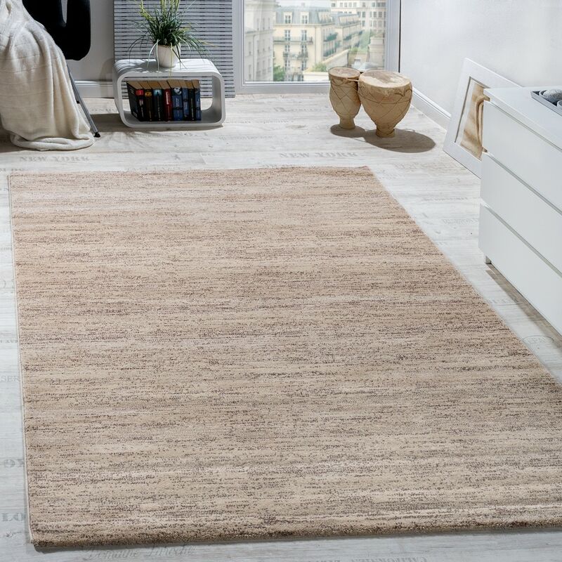 [neuwertig]moderner Wohnzimmerteppich, Kurzflor, Komfortabel, Preisgünstig, Meliertes Cremeweiß, 60 X 100 Cm