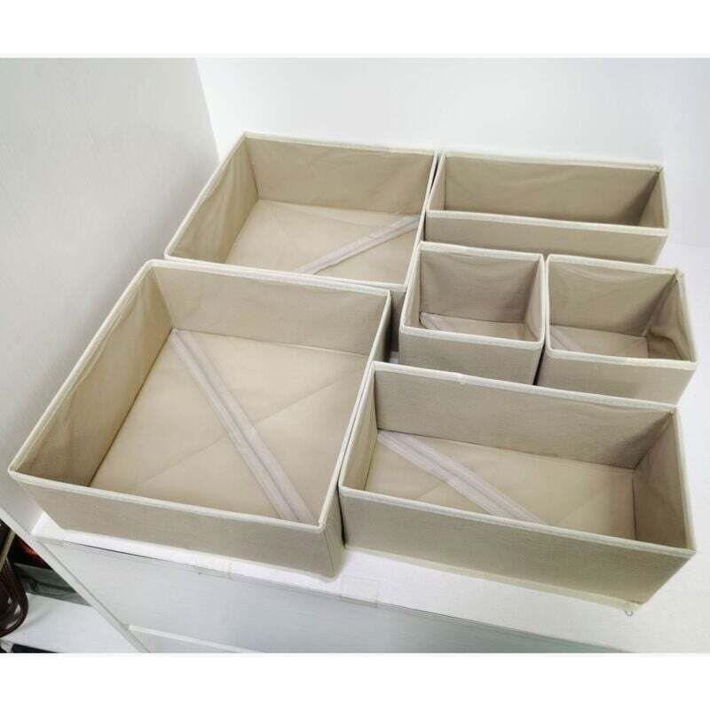 [neuwertig]aufbewahrungsbox, 6er-set Faltbare Schubladenorganizer Aus Vliesstoff, Aufbewahrungskörbe Für Socken, Bhs, Babykleidung (beige)