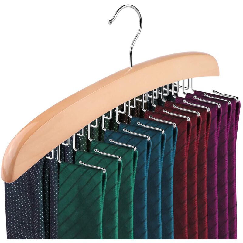 [neuwertig]krawattenhalter, Herren-krawattenablage, Gürtelorganizer Aus Naturholz Mit Um 360° Drehbarem Metallhaken Für Ihre Kleiderschrankorganisation
