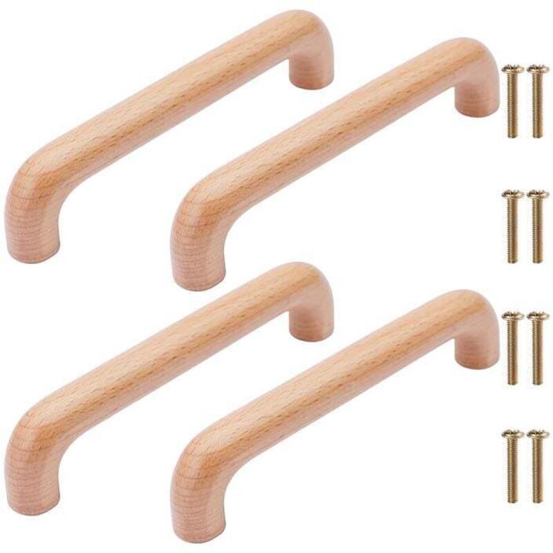 [neuwertig]4 Schubladengriffe Aus Naturbelassenem Buchenholz Für Küchenschränke, Kleiderschränke Und Kommoden, Länge 145 Mm