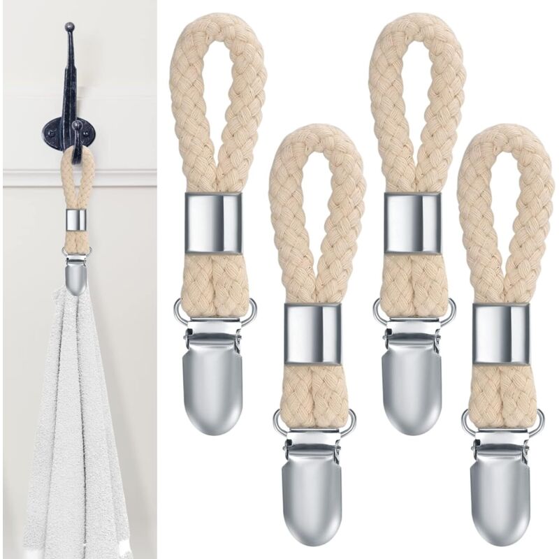 [neuwertig]4-teiliges Handtuchclip-set, Geschirrtuchhaken, Handtuchhaken, Badezimmerhandtuchhalter, Handtuchclips Für Schränke Und Zum Aufhängen Von Handtüchern