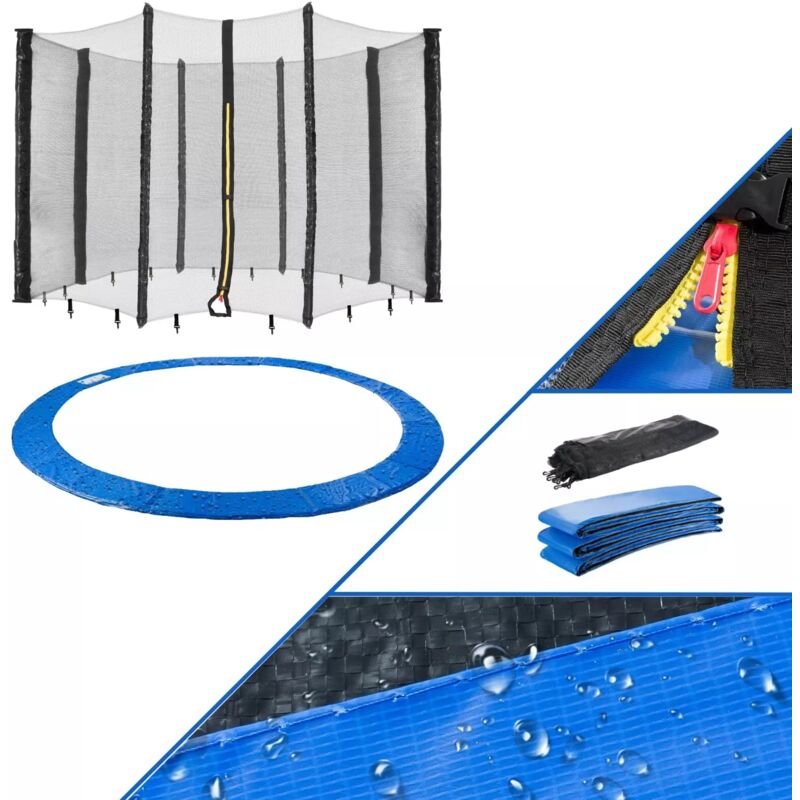 [jamais Utilisé]sicherheitsnetz Für 430-cm-trampolin – 310 G/m² Pvc-kantenschutz – 180 Cm Hoch – Geeignet Für 8-stangen – Blau