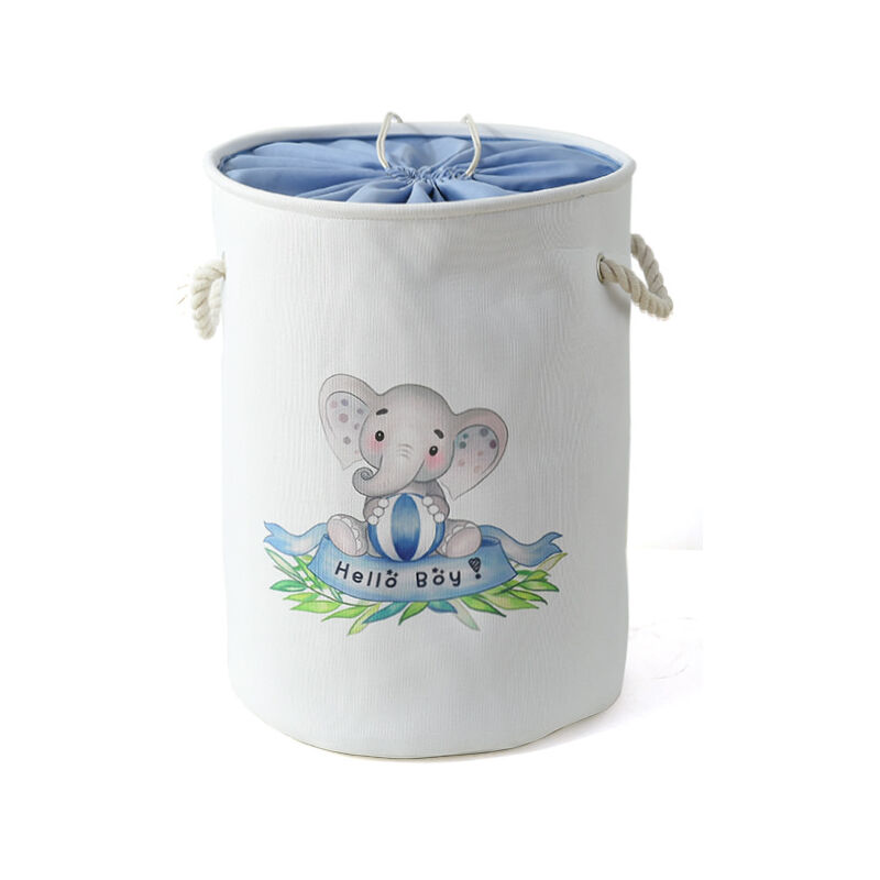 [neuwertig]wäschekorb In Elefantenform Fürs Kinderzimmer, Großer Aufbewahrungskorb Aus Stoff Mit Kordelzug Für Wäscheraum, Kinderspielzeug, Babykleidung (blauer Elefant)