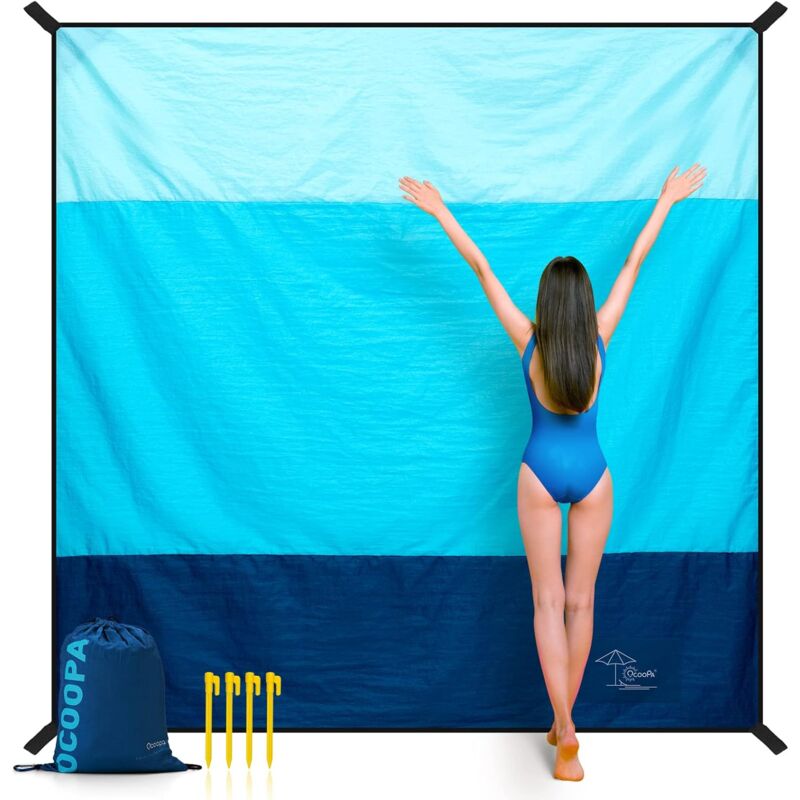 [neuwertig]große 210 X 200 Cm Stranddecke, Wasserdicht, Sandabweisend, Picknickdecke, Für Reisen, Camping, Urlaub Usw.