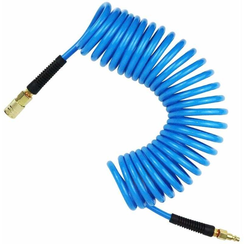 [neuwertig]7,5 M Langer Pu-druckluftschlauch, 6 Mm Innendurchmesser X 9,5 Mm Außendurchmesser, Mit 1/4"-schnellkupplungen, Knickschutz, Blau
