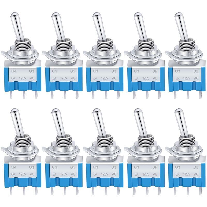 [neuwertig]10 Stück Blaue Mini-kippschalter Ein/aus, 3 Anschlüsse, 2-positionen, Spdt-metall-wippschalter, 125 V Wechselstrom, 6 A, Für Auto, Lkw, Boot, Mts-102