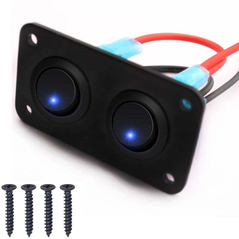 [neuwertig]runde Blaue Led-wippschalter 12–24 V, Kfz-schalterpanel, 2-fach, 12-v-schalterpanel Für Pkw, Lkw, Rennwagen, Boote
