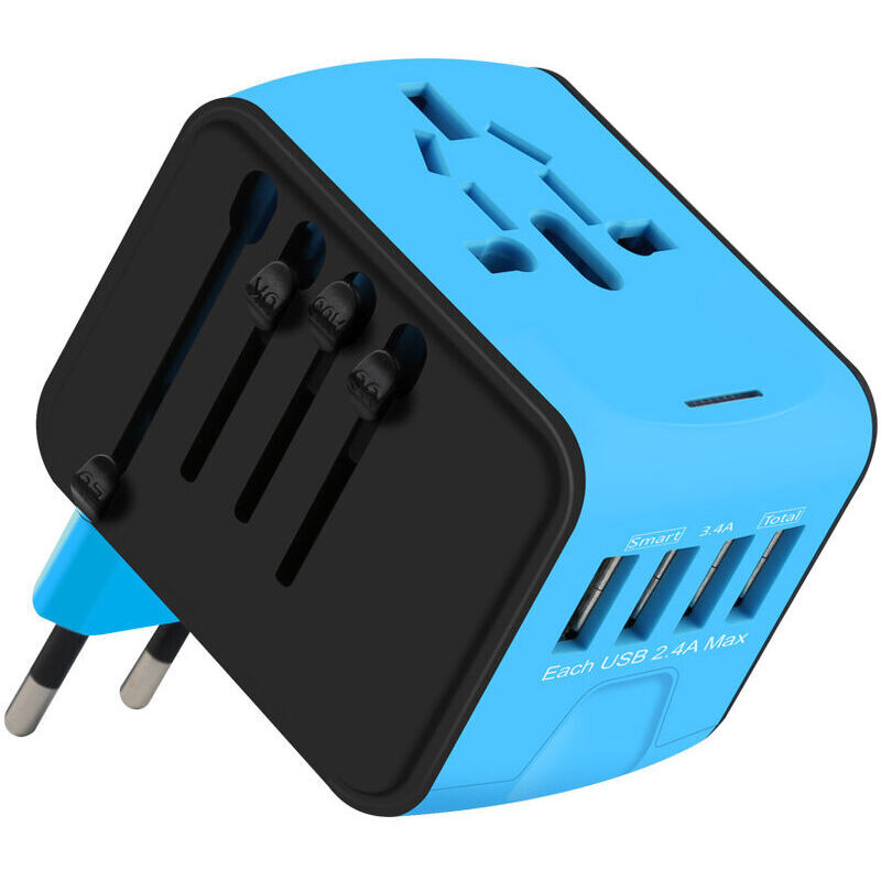[neuwertig]reiseadapter, Universal-steckeradapter Mit 4 Usb-anschlüssen Und Netzstecker, Frankreich-steckeradapter Für Usa, Großbritannien, Deutschland, Thailand, Italien, Australien, China Und Japan