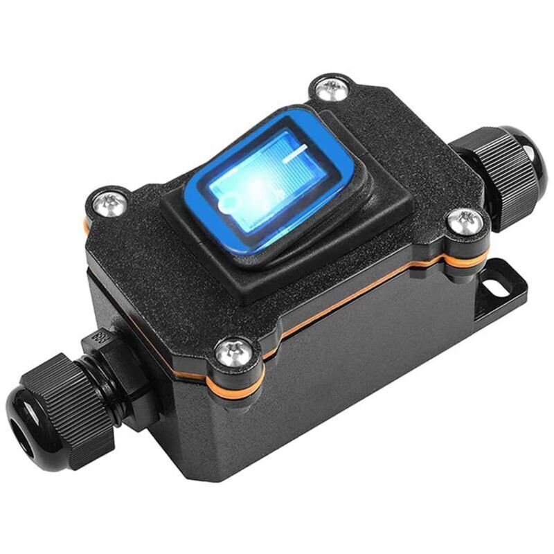[neuwertig]inline-schalter, Inline-schnurschalter, Wasserdichter Wippschalter, 12 V Dc 25 A Dpst 4-polig 12 V, Ip68-schnur-wippschalter, Doppelloch-offener Einlass (blau)