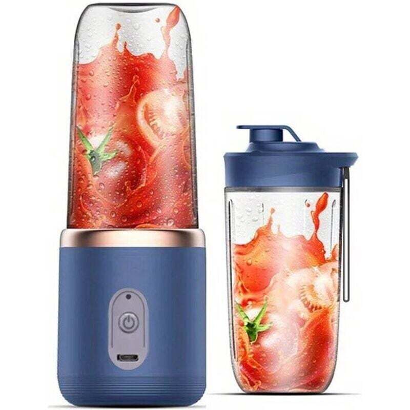 [neuwertig]elektrischer Shaker + Zusätzlicher Becher – Tragbarer Mixer – 400-ml-milchshake-maker – Wiederaufladbar – Smoothie-maker – 2-in-1-mixer Und Becher – Reisemixer – Mixer Für Unterwegs – Blau