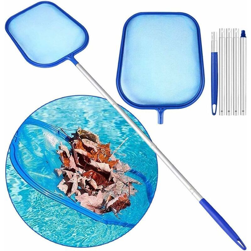 [neuwertig]oberflächenskimmer, Laubskimmer Mit Aluminiumgriff – Mit Handschuhen – Feines Netz – Für Schwimmbäder, Teiche, Springbrunnen, Aquarien