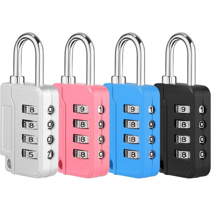 [neuwertig]stück 4-stellige Zahlenschlösser, Kleine Schließfachschlösser Aus Zinklegierung, Kofferschlösser Für Kleiderschrank, Fitnessstudio, Gepäck (schwarz, Silber, Rot, Blau)