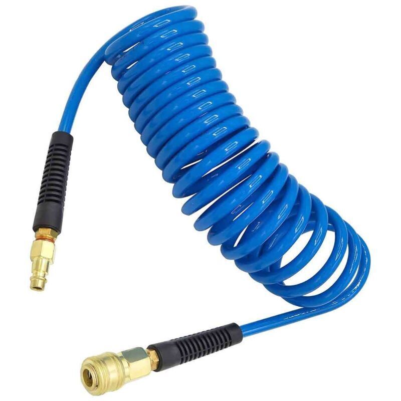 [neuwertig]7,5 M Langer Pu-druckluftschlauch, 6 Mm Innendurchmesser X 11 Mm Außendurchmesser, Mit 1/4"-schnellkupplungen, Knickschutz, Blau