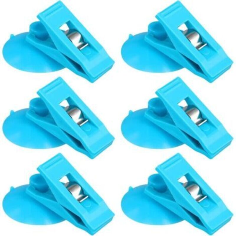 [neuwertig]6 Stück Saugnapfclips, Runde Duschvorhangclips Mit Clips Zum Schutz Vor Wasserspritzern, Winddicht Für Kühlschrank, Duschraum, Wohnmobil (blau)