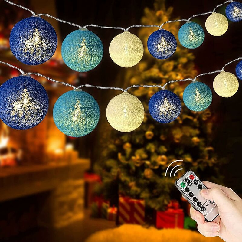 [neuwertig]usb-led-lichterkette Mit Wattebausch-effekt, 3 M, 20 Leds, 8 Modi Mit Fernbedienung Und Timer, Für Balkon, Weihnachten, Hochzeiten, Partys Und Schlafzimmer