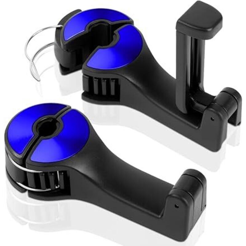 [neuwertig]autositzhaken, Kopfstützenhaken, Universelle Fahrzeughalterungen Mit Handyhalterung, Zum Aufhängen Von Kleidung Und Handtaschen (blau, 2 Stück)