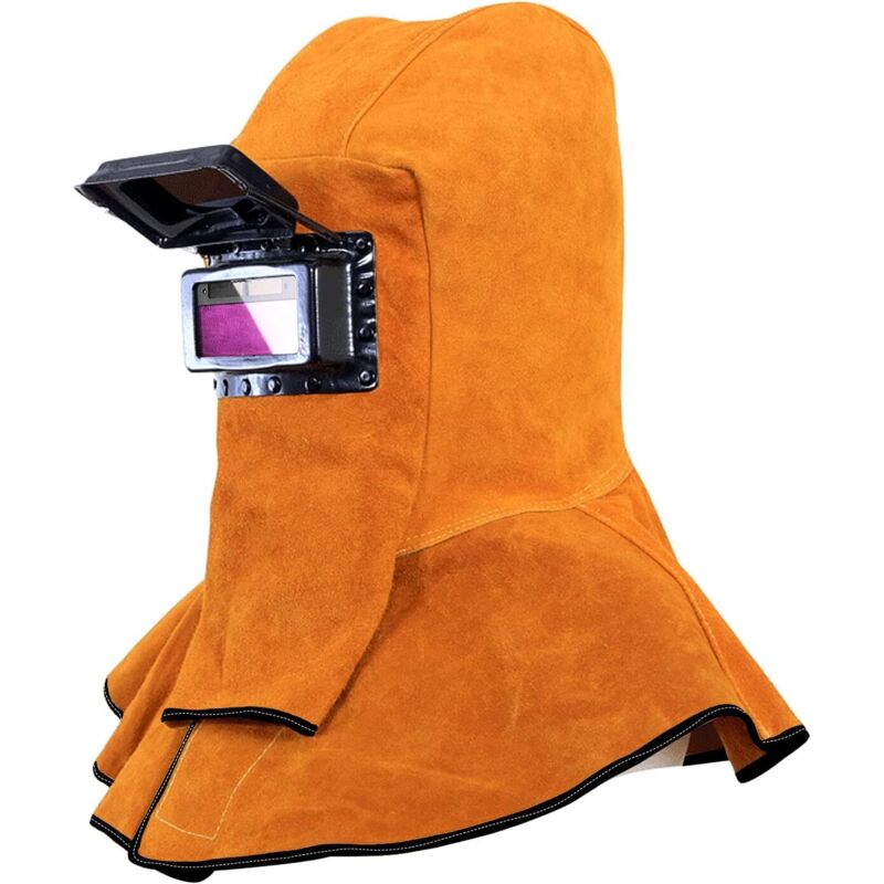 [neuwertig]schweißerumhang Aus Rindsleder, Selbstverdunkelnder Sonnenschutz, Schweißermaske, Schutzausrüstung Für Schweißhelm, Arbeitsmütze Mit Nacken- Und Schulterschutz