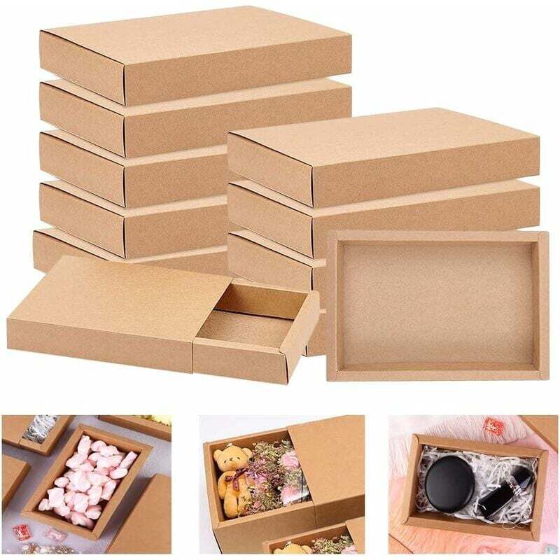 [neuwertig]12 Stück Kraftpapier-schubladenboxen 19145,2 Cm Kraftpapierbox Mit Deckel Kraftpapier-geschenkbox Kleine Kartonbox Für Süßigkeiten Faltbare Kraftpapier-kartonboxen Für Süßigkeiten