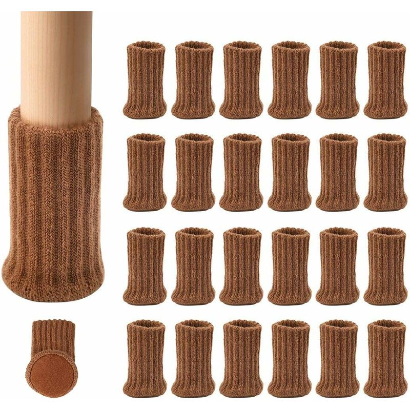 [neuwertig]24 Paar Rutschfeste, Gestrickte Möbelgleiter Für Stuhlbeine, Zum Schutz Vor Kratzern Und Zur Geräuschdämpfung, Für Leichtes Verschieben, Braun