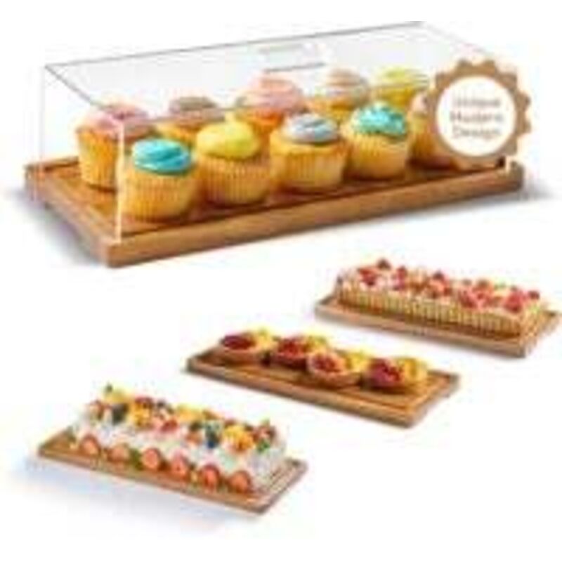 [neuwertig]tortenständer Mit Deckel – Dessertständer Und Servierbrett Aus Akazienholz Für Kuchen, Brot, Gebäck, Käse, Großes Rechteckiges Holztablett, 15 X 6,25 Zoll