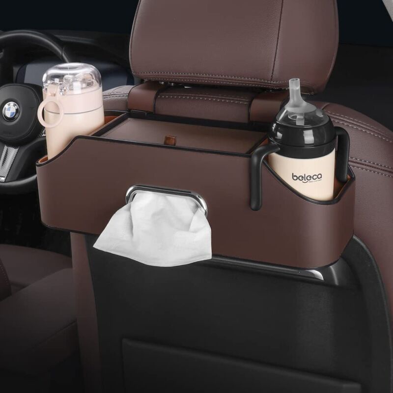 [neuwertig]neuer Multifunktionaler Kopfstützen-organizer Für Die Rücksitze Mit Getränkehalter, Taschentuchbox Und Kopfstützenhaken Für Kinder Und Erwachsene, Reisezubehör Fürs Auto (braun)