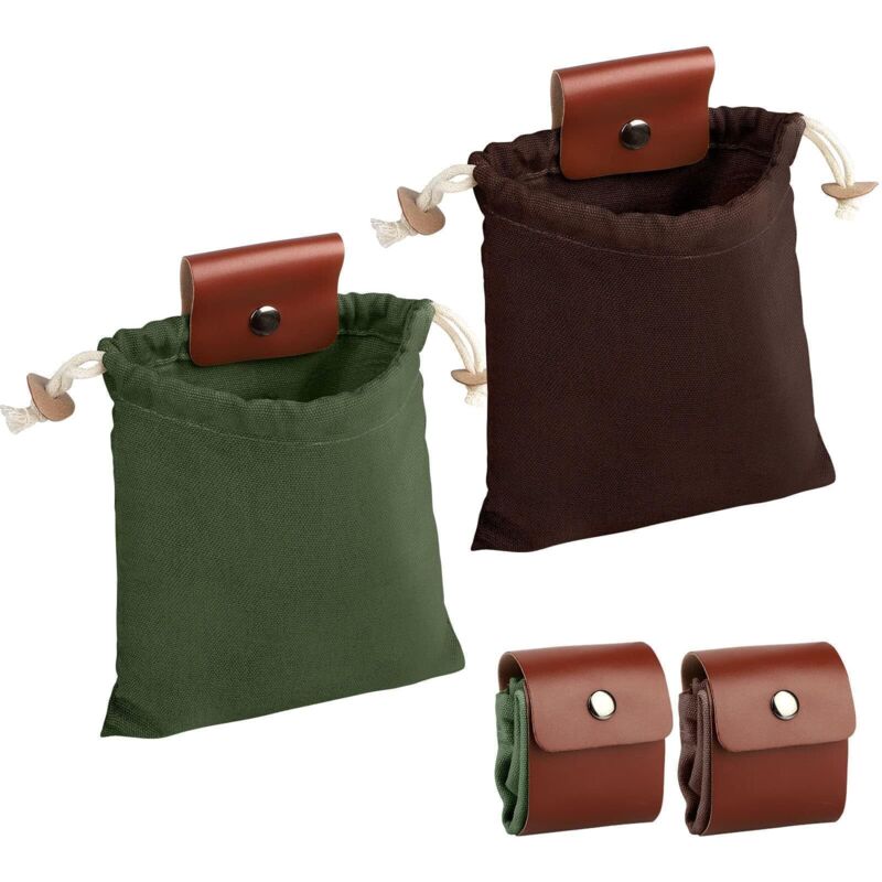 [neuwertig]essbeutel Zum Sammeln Von Wildpflanzen, 2-teiliger Essbeutel Aus Canvas, Gürteltasche Zum Pilzesammeln, Buschtasche Für Camping Und Wandern