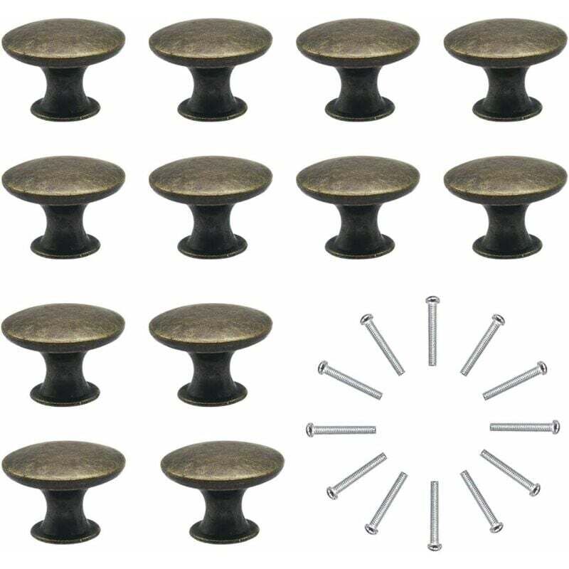 [neuwertig]12 Vintage-schubladenknöpfe Aus Antikem Messing (30 Mm), Küchenschrankgriffe, Für Kommoden Und Kleiderschränke, Antikbronze
